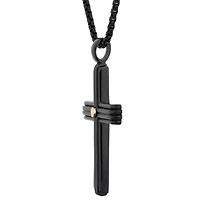Stainless Steel Two Tone Cross Pendant Necklace