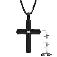 Stainless Steel Two Tone Cross Pendant Necklace