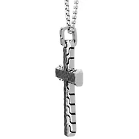 Stainless Steel Two Tone Cross Pendant Necklace