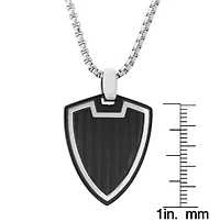 Stainless Steel Two Tone Shield Pendant Necklace