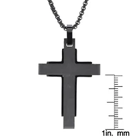 Stainless Steel Carbon Fiber Cross Pendant Necklace