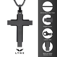 Stainless Steel Carbon Fiber Cross Pendant Necklace