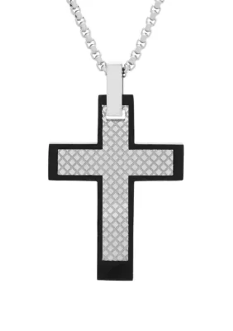 Stainless Steel Cross Pendant with Texture