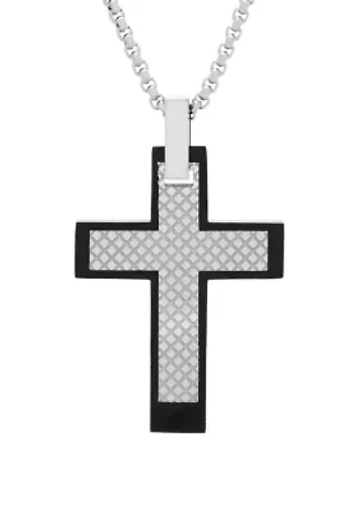 Stainless Steel Cross Pendant with Texture