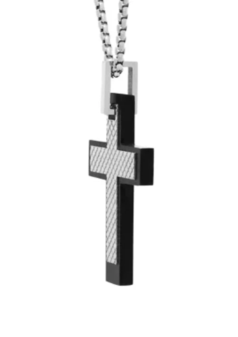 Stainless Steel Cross Pendant with Texture