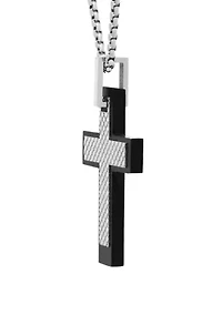 Stainless Steel Cross Pendant with Texture