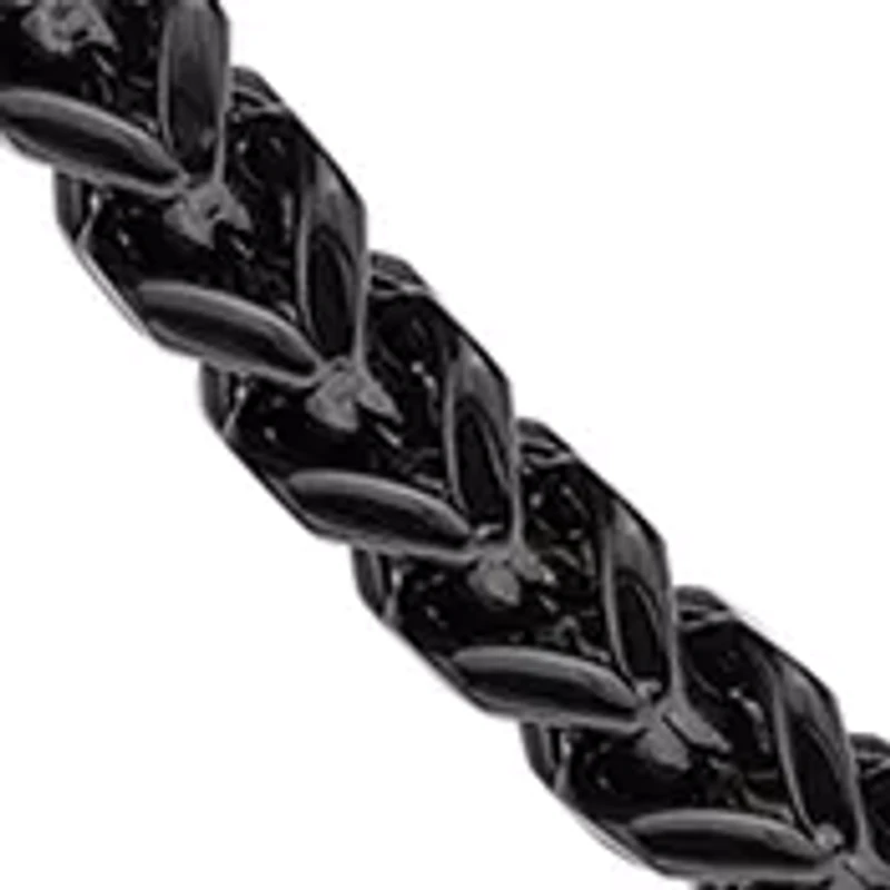 Stainless Steel 4 Millimeter Foxtail Chain Necklace with Black Ion Plating and Push Lock, 22 Inch