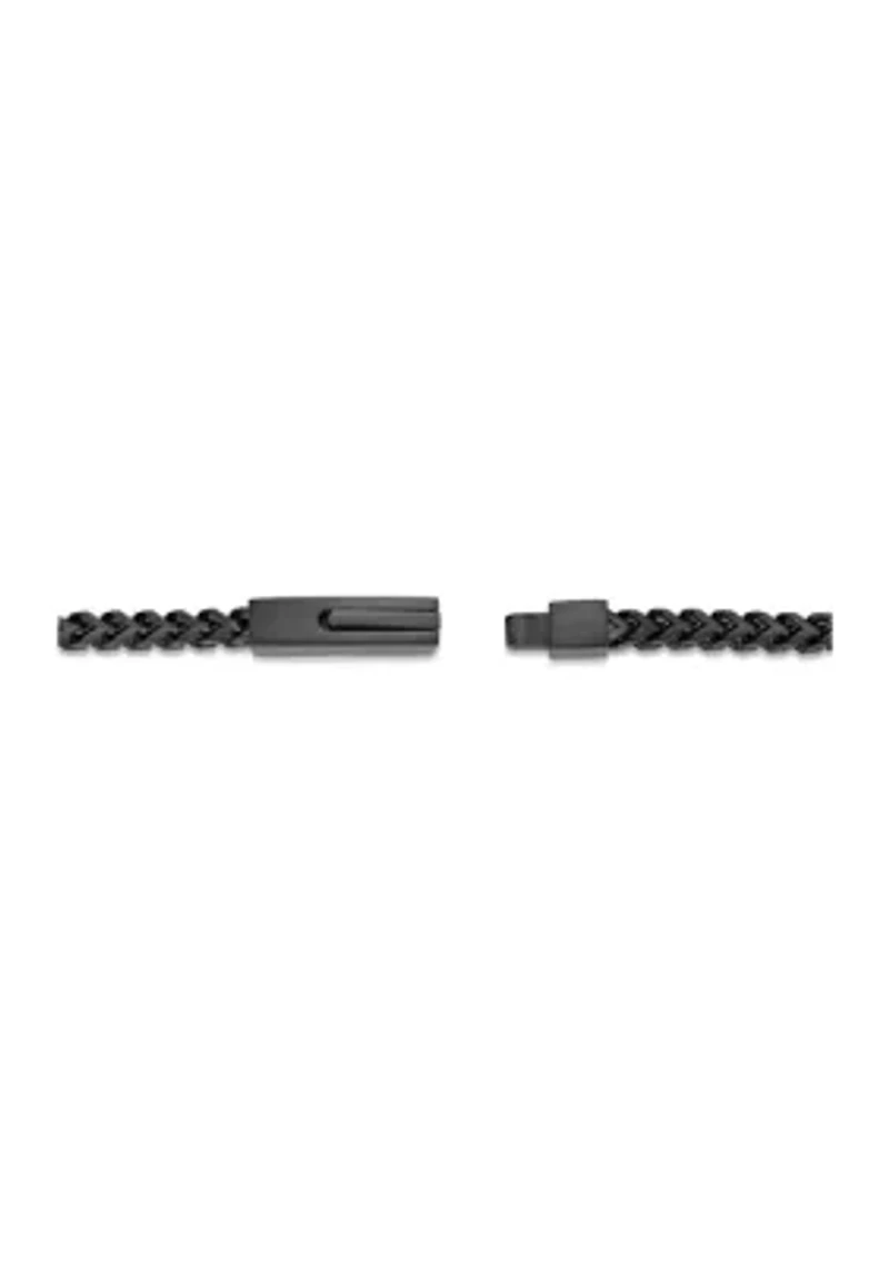 Stainless Steel 4 Millimeter Foxtail Chain Necklace with Black Ion Plating and Push Lock, 22 Inch