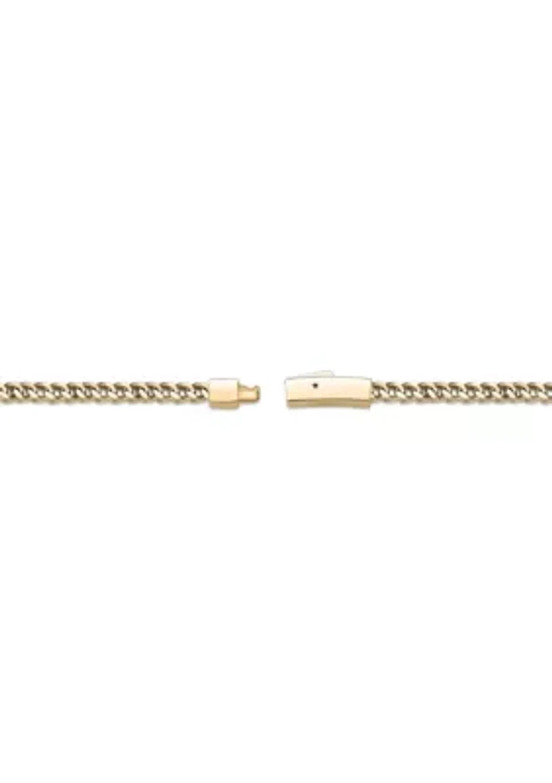 Stainless Steel 4MM Foxtail Chain Necklace with Goldtone Ion Plating and Push Lock, 30"