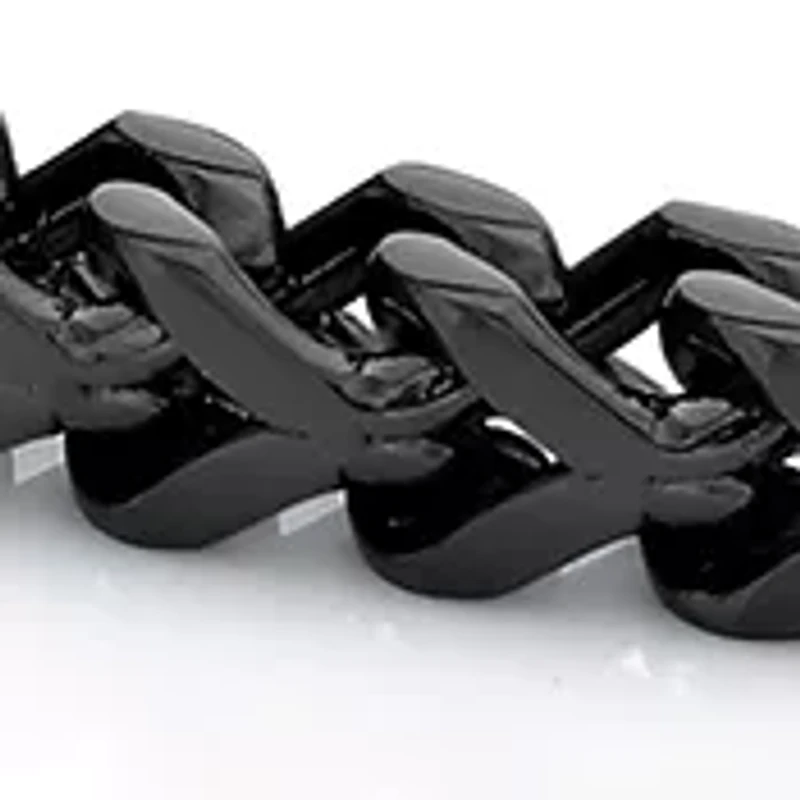 Stainless Steel 4 Millimeter Foxtail Chain Bracelet with Black Ion Plating and Push Lock, 9 Inch