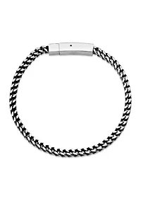 Stainless Steel 4 Millimeter Foxtail Chain Bracelet with Push Lock, 9 Inch