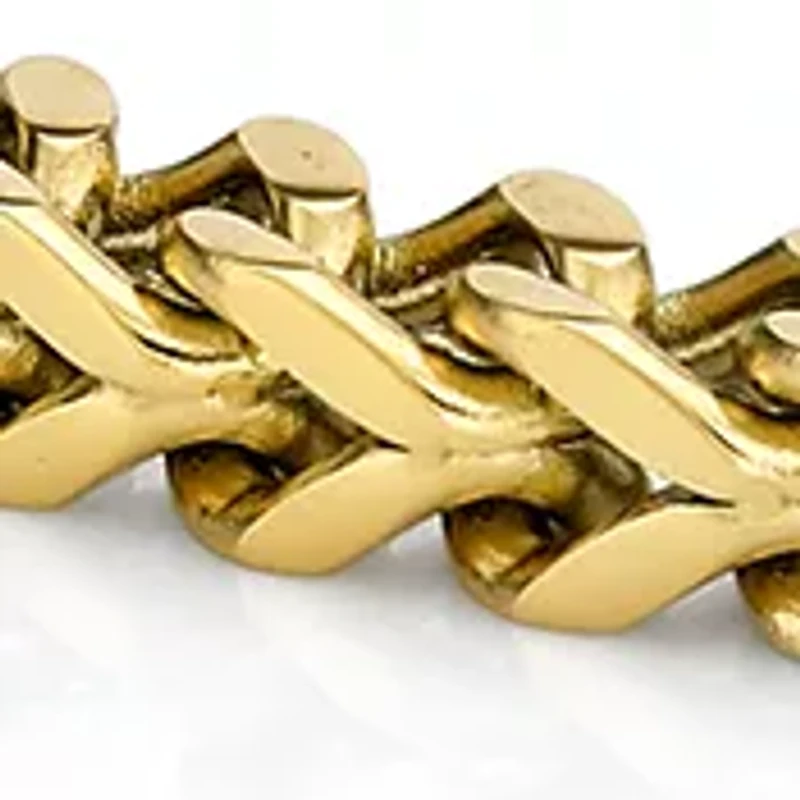 Stainless Steel 4 Millimeter Foxtail Chain Bracelet with Gold Tone Ion Plating and Push Lock, 9 Inch