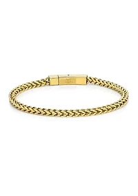 Stainless Steel 4 Millimeter Foxtail Chain Bracelet with Gold Tone Ion Plating and Push Lock, 9 Inch