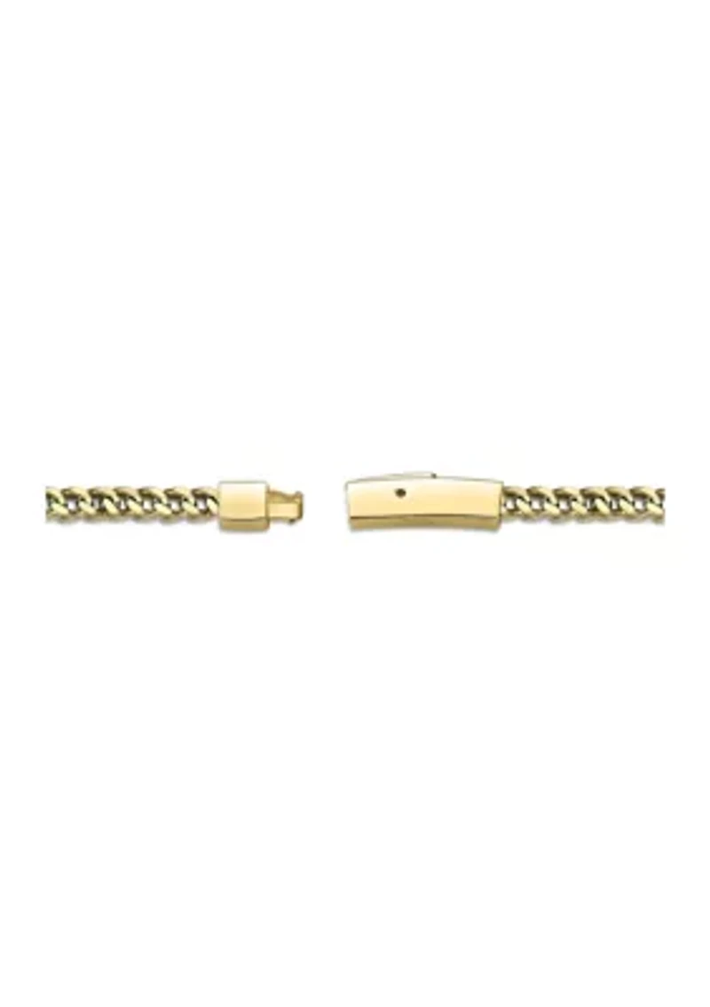 Stainless Steel 4 Millimeter Foxtail Chain Bracelet with Gold Tone Ion Plating and Push Lock, 9 Inch