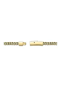 Stainless Steel 4 Millimeter Foxtail Chain Bracelet with Gold Tone Ion Plating and Push Lock, 9 Inch