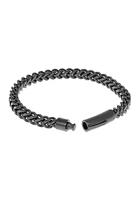 Stainless Steel Millimeter Foxtail Chain Bracelet with Black Ion Plating and Push Lock