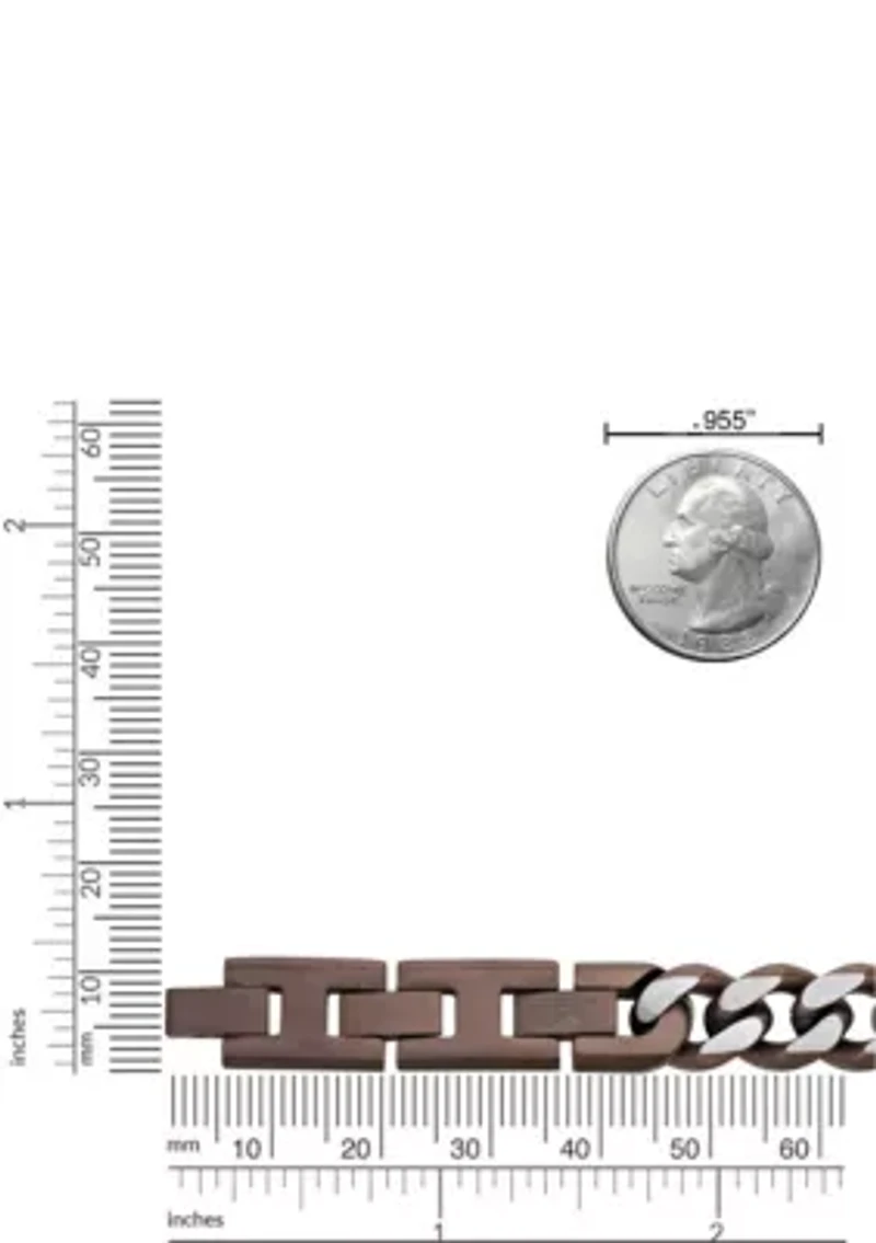 Stainless Steel 11MM Curb Chain Necklace with Chocolate IP, 22" Length