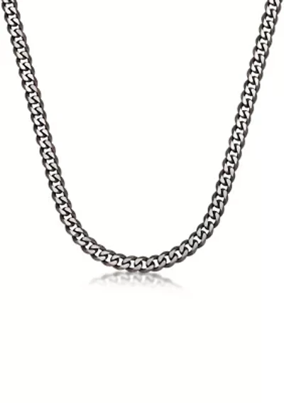 Stainless Steel 11MM Curb Chain Necklace with 
Chocolate IP, 24" Length