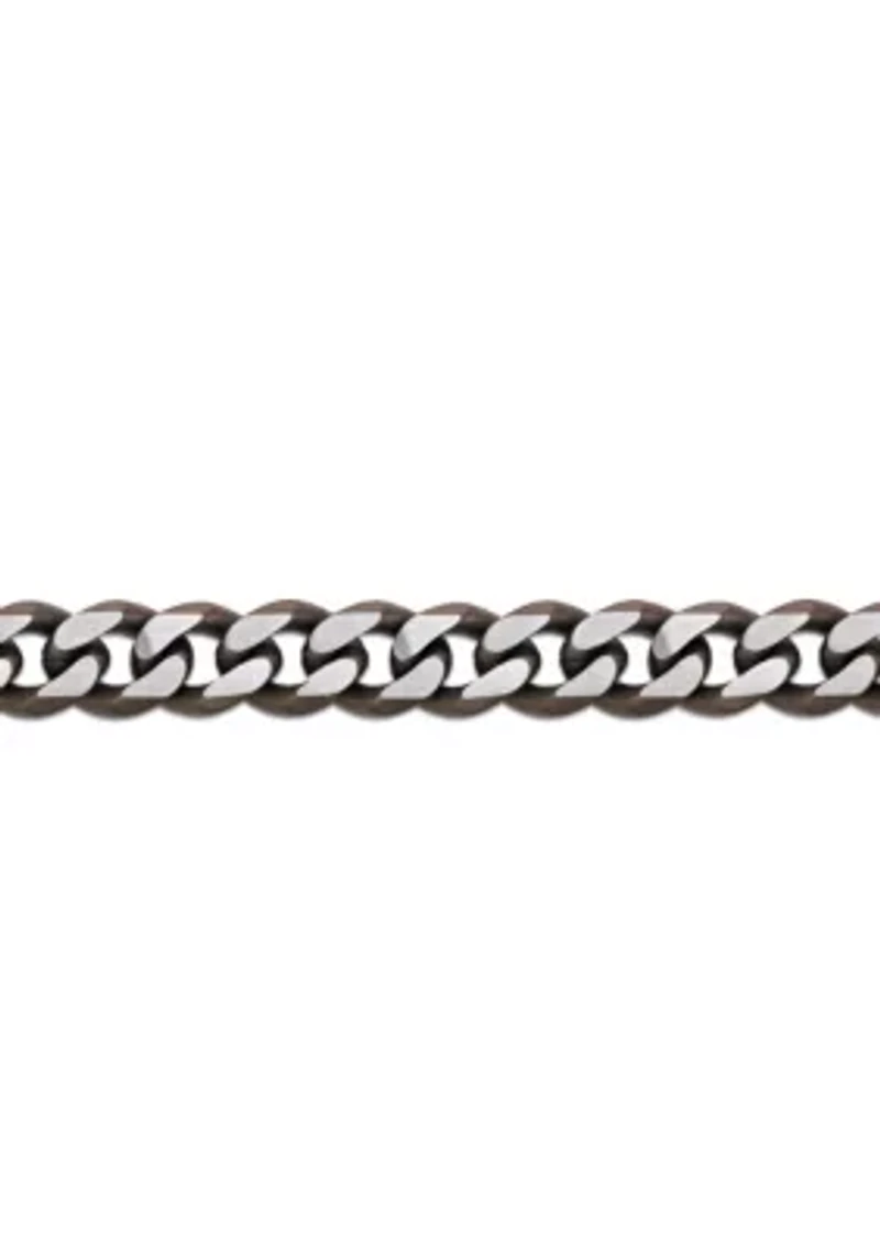 Stainless Steel 11MM Curb Chain Necklace with 
Chocolate IP, 24" Length