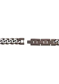 Stainless Steel 11MM Curb Chain Necklace with 
Chocolate IP, 24" Length