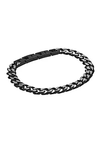 Stainless Steel 11mm Curb Chain Bracelet with Black Ip, 9"