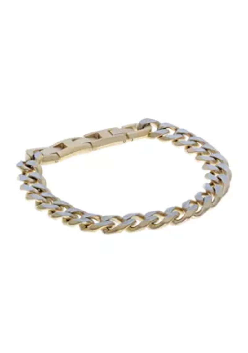 Stainless Steel 11mm Curb Chain Bracelet with Goldtone Ip, 9"