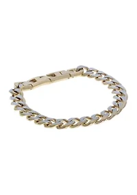 Stainless Steel 11mm Curb Chain Bracelet with Goldtone Ip, 9"