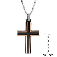 Stainless Steel Two Tone Cross Pendant Necklace