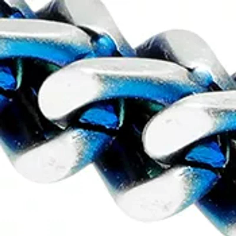 Stainless Steel 4 Millimeter Foxtail Chain Bracelet with Two-Tone Blue Ion Plating, 8.5 Inch