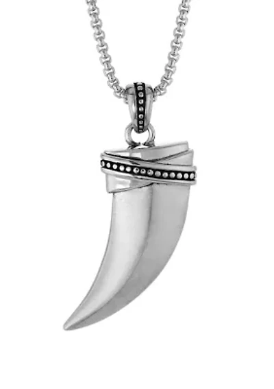 Stainless Steel Tooth Pendant Necklace with Antique Finish