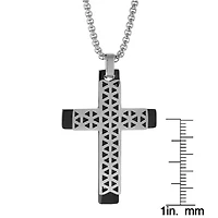 Stainless Steel Two Tone Cross Pendant Necklace