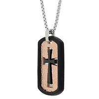 Stainless Steel Two Tone Dog Tag Pendant Necklace