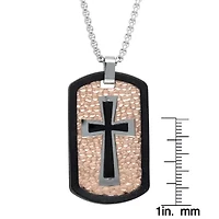 Stainless Steel Two Tone Dog Tag Pendant Necklace