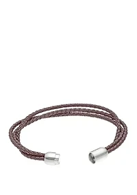 Stainless Steel Brown Leather Bracelet with Magnetic Closure