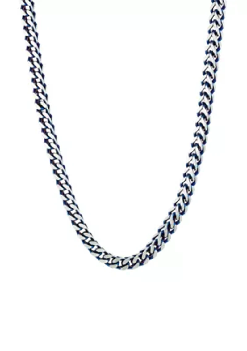 Stainless Steel Foxtail Chain Necklace with Blue Ion Plating