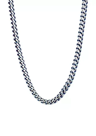 Stainless Steel Foxtail Chain Necklace with Blue Ion Plating
