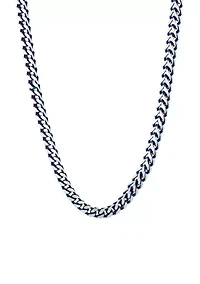 Stainless Steel Foxtail Chain Necklace with Blue Ion Plating