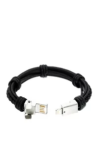 Stainless Steel and Leather Bracelet with USB Functionality