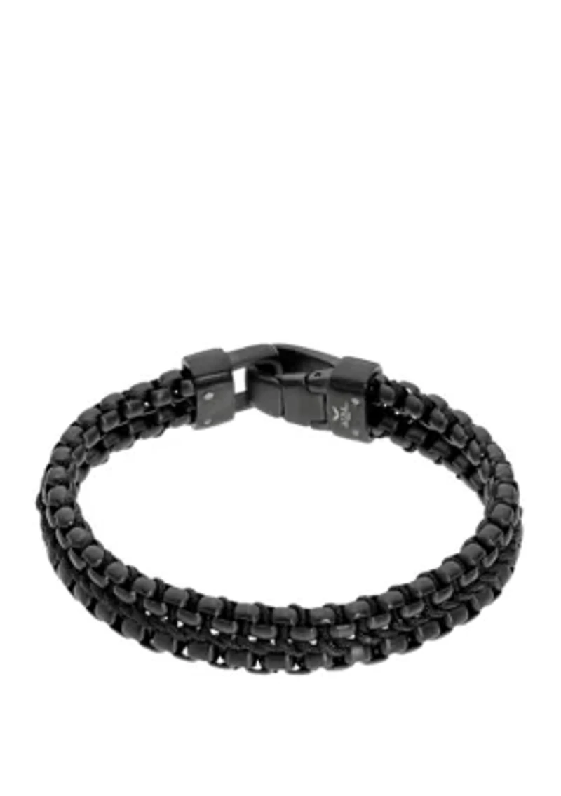 Stainless Steel 2 Row Bracelet with Black Ion Plating