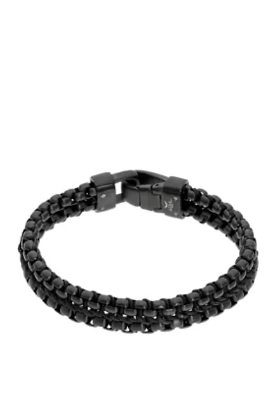 Stainless Steel 2 Row Bracelet with Black Ion Plating