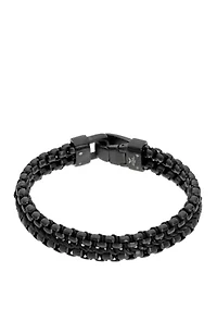 Stainless Steel 2 Row Bracelet with Black Ion Plating