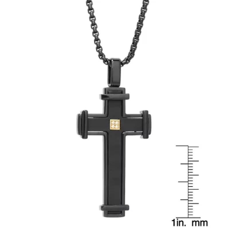 Black Ion Plated Stainless Steel Cross Pendant Necklace