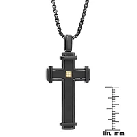 Black Ion Plated Stainless Steel Cross Pendant Necklace