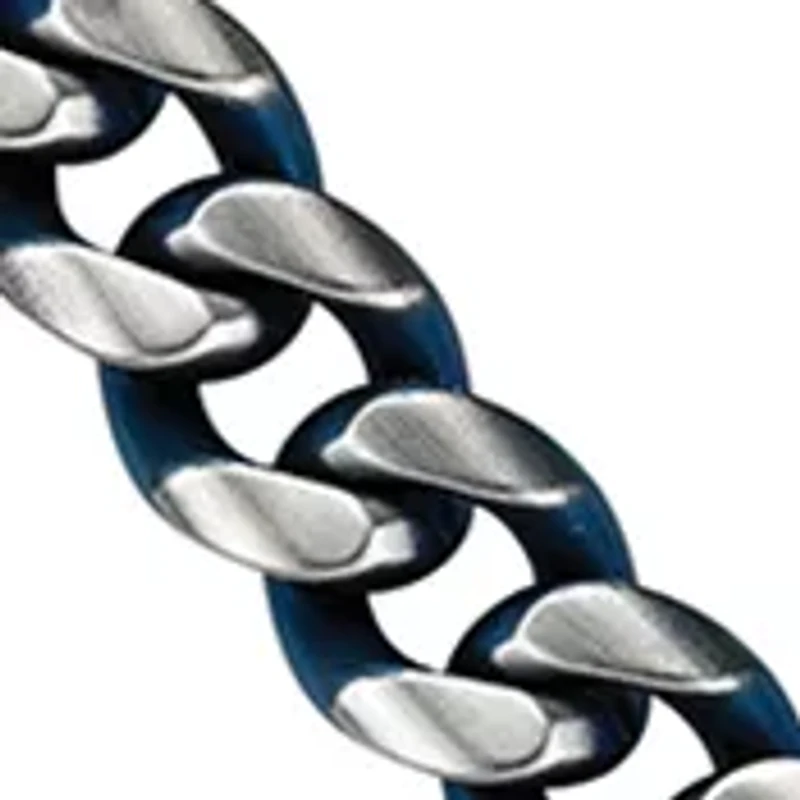 Stainless Steel Millimeter Curb Chain Necklace with Blue Ion Plating