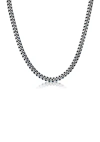 Stainless Steel Millimeter Curb Chain Necklace with Blue Ion Plating