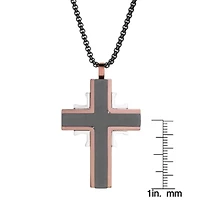 Stainless Steel Two Tone Cross Pendant Necklace