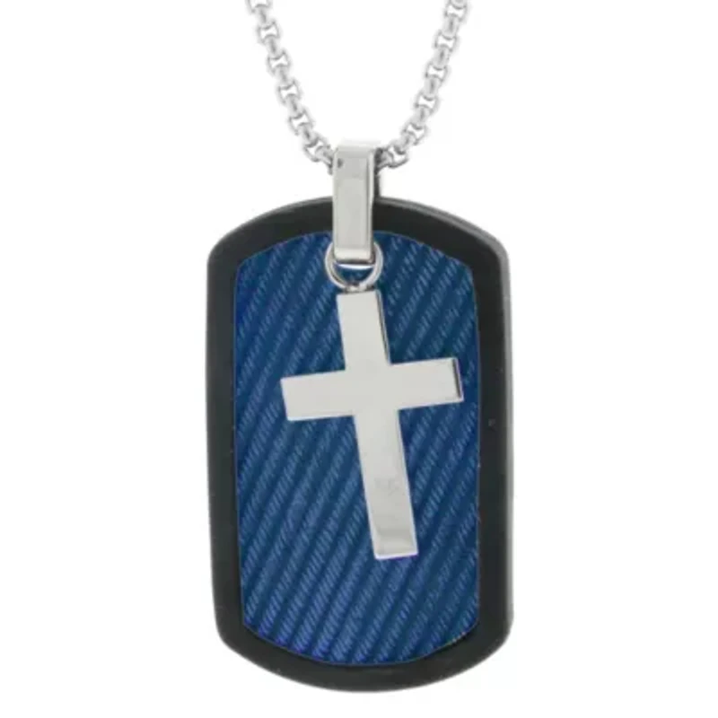 Stainless Steel Two Tone Dog Tag Pendant Necklace