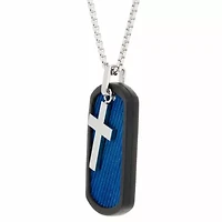 Stainless Steel Two Tone Dog Tag Pendant Necklace