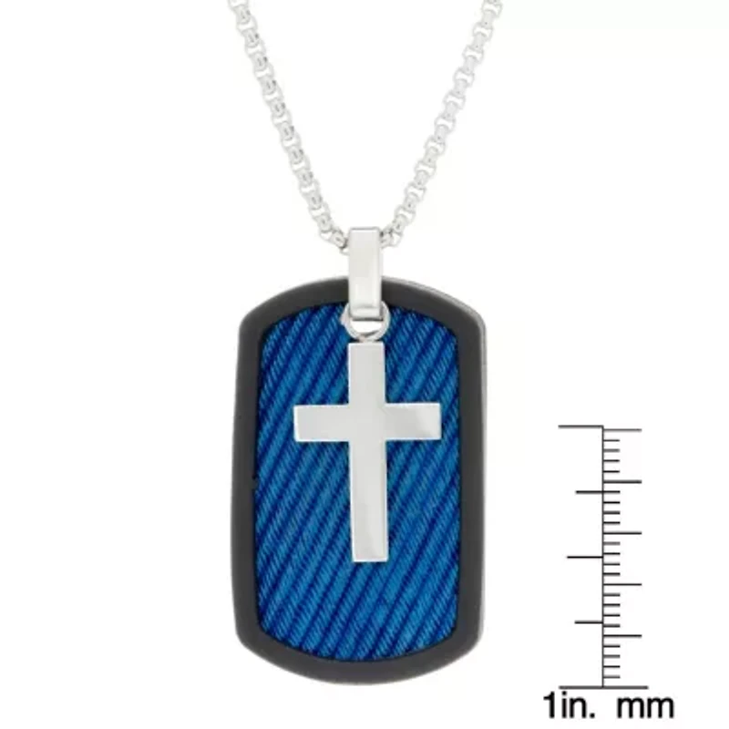Stainless Steel Two Tone Dog Tag Pendant Necklace