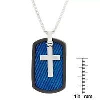 Stainless Steel Two Tone Dog Tag Pendant Necklace